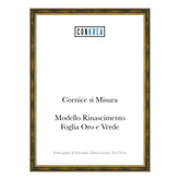 Cornice Classica su Misura - Modello Rinascimento Foglia Oro e Verde